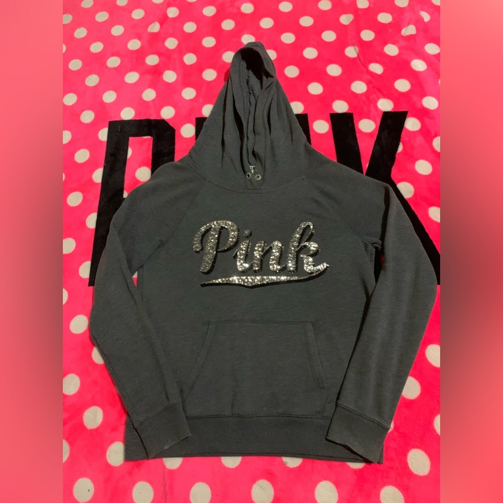 VS Pink bling script pullover Sz L